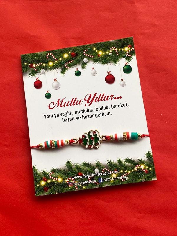 Çam Ağaçlı Yılbaşı Bilekliği, Yeni Yıl Hediyesi, El Yapımı