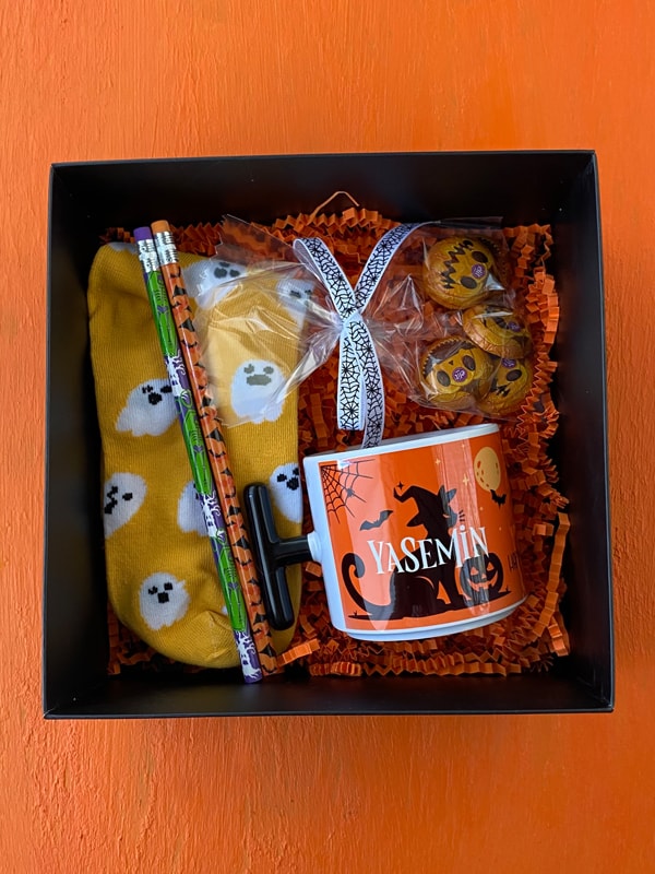 Çorap, Kalem, Kupa ve Çikolatalı Halloween Seti, Cadılar Bayramı Hediye Seti