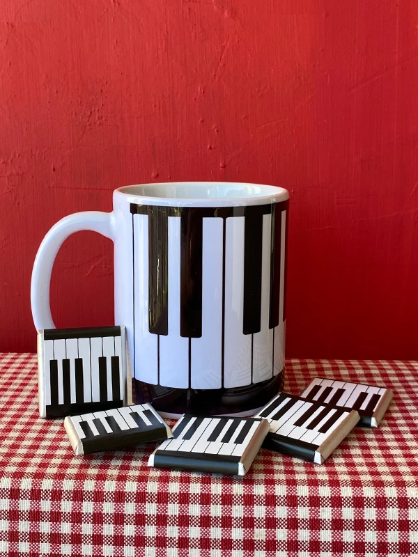 Çikolatalı Piyano Kupa, Porselen Kupa, Piyano Sevenlere, Müzik Öğretmeni Hediyesi, İsme Özel