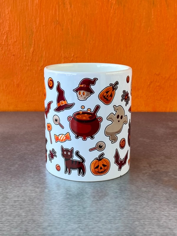 Çikolatalı Karışık Desenli Halloween Kupası, Cadılar Bayramı Kupası 