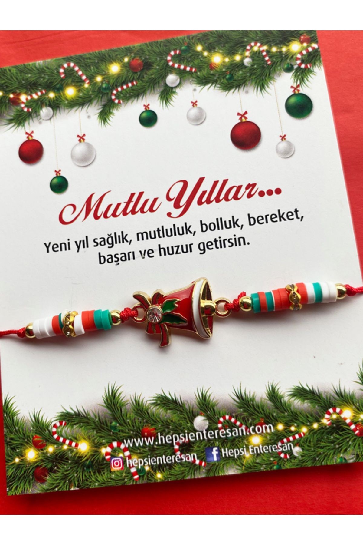 Çan Figürlü Yılbaşı Bilekliği, Yeni Yıl Hediyesi, El Yapımı