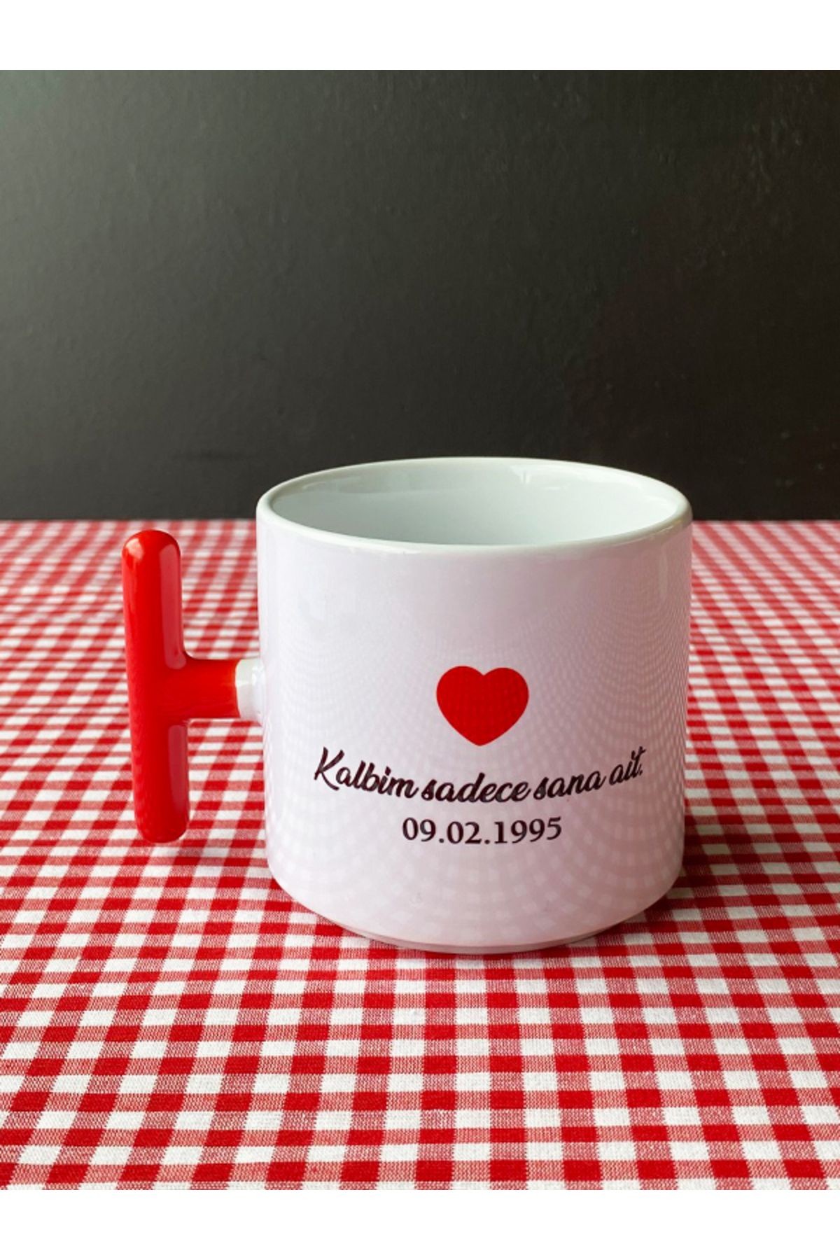 Çikolatalı Kişiye Özel Romantik Kupa, Sevgiliye Hediye, Sevgililer Günü,  Porselen T Kupa