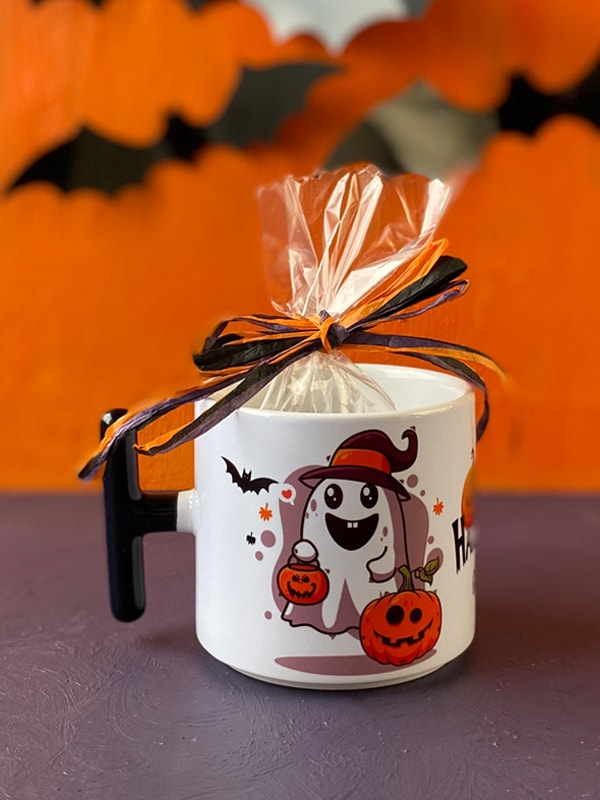 Çikolatalı İsme Özel Hayalet Desenli Halloween T Kupa, Cadılar Bayramı Kupası, Ghost Kupa