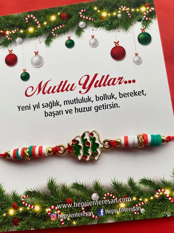 Çam Ağaçlı Yılbaşı Bilekliği, Yeni Yıl Hediyesi, El Yapımı