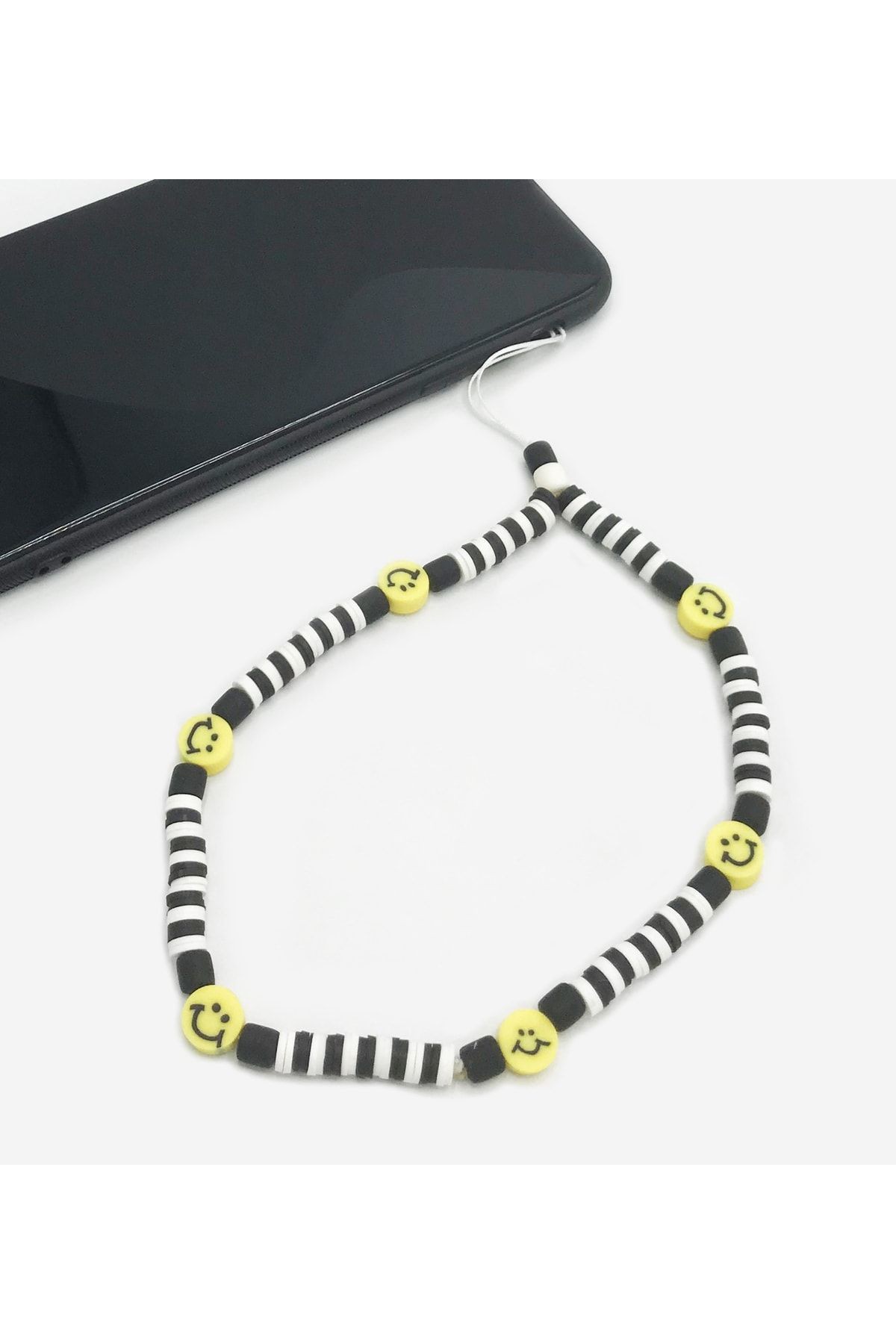 Siyah Beyaz Ve Gülen Suratlı Telefon Askısı, Sevgiliye, Arkadaşa, Doğum Günü