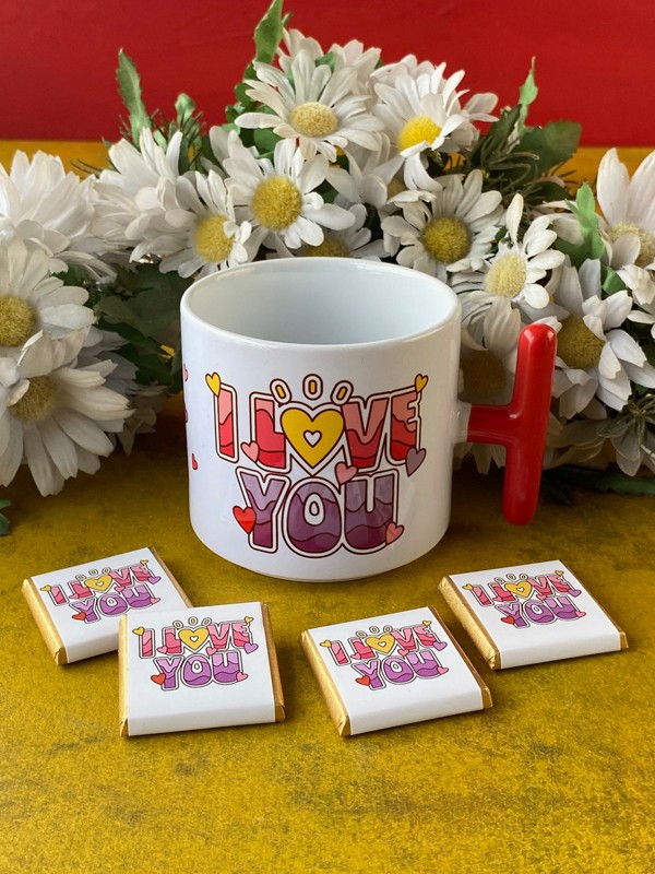Çikolatalı "I LOVE YOU" Kupası, Sevgiliye Özel, Sevgiliye Hediye, Sevgililer Günü