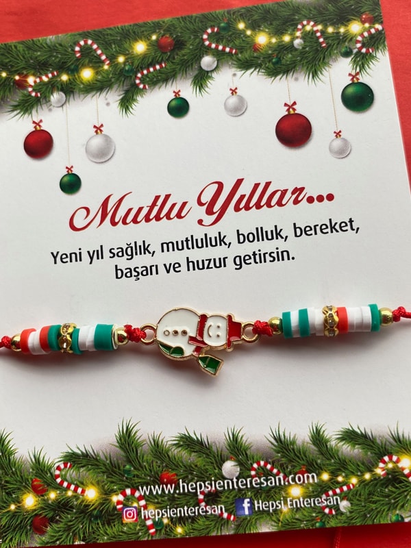 Kardan Adam Figürlü Yılbaşı Bilekliği, Yeni Yıl Hediyesi, El Yapımı