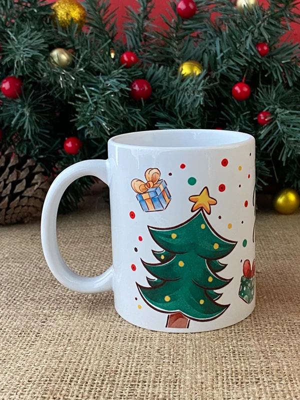 Ayıcıklı ve Baston Şekerli Yeni Yıl Kupası, Klasik Kupa, Yılbaşı Hediyesi, Mutlu Yıllar Kupası