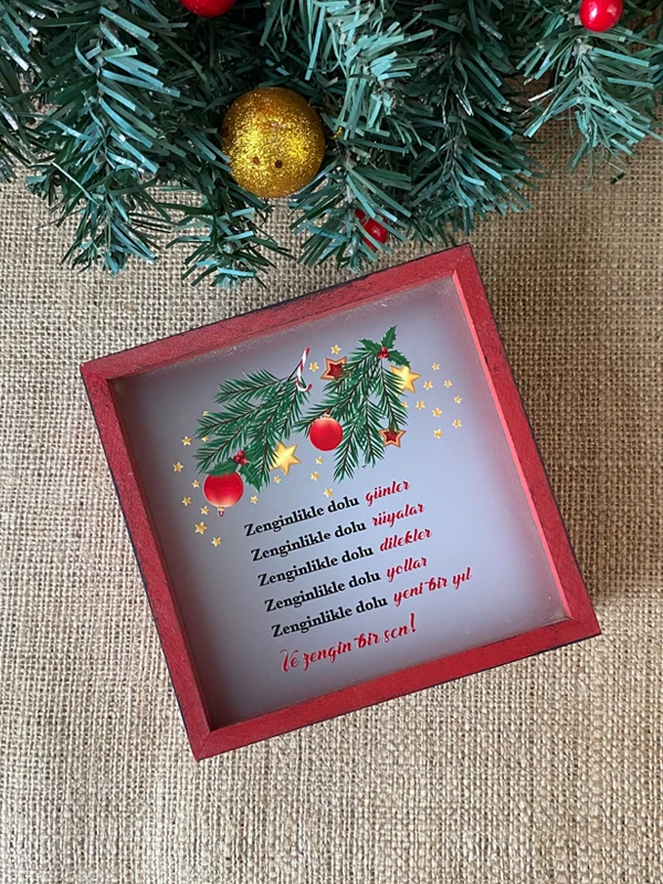Para Çikolatalı Ahşap Yılbaşı Kumbarası, Yeni Yıl Hediyesi