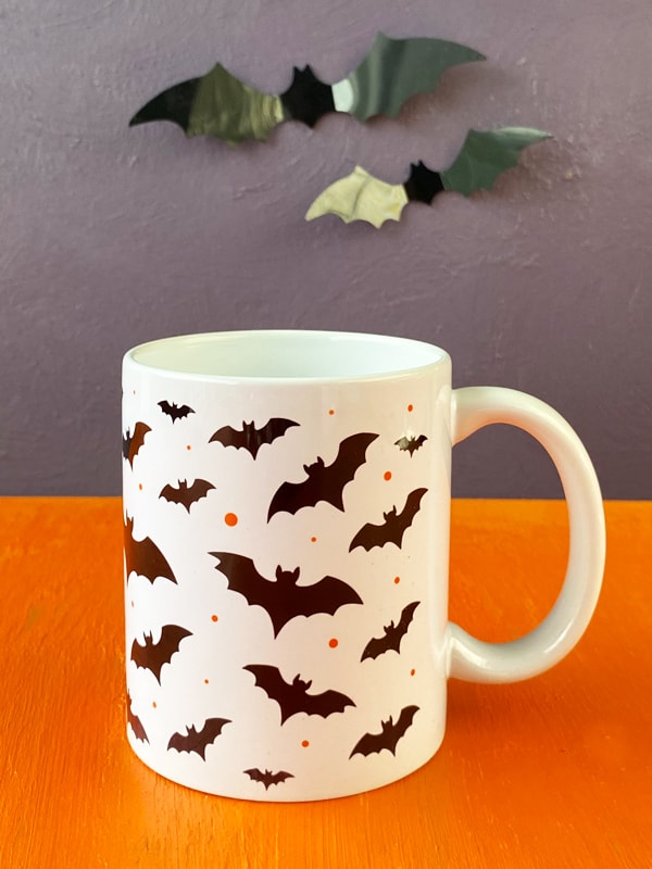 Şekerli Yarasa Desenli Halloween Kupası, Cadılar Bayramı Kupası, Bal Kabaklı Şeker