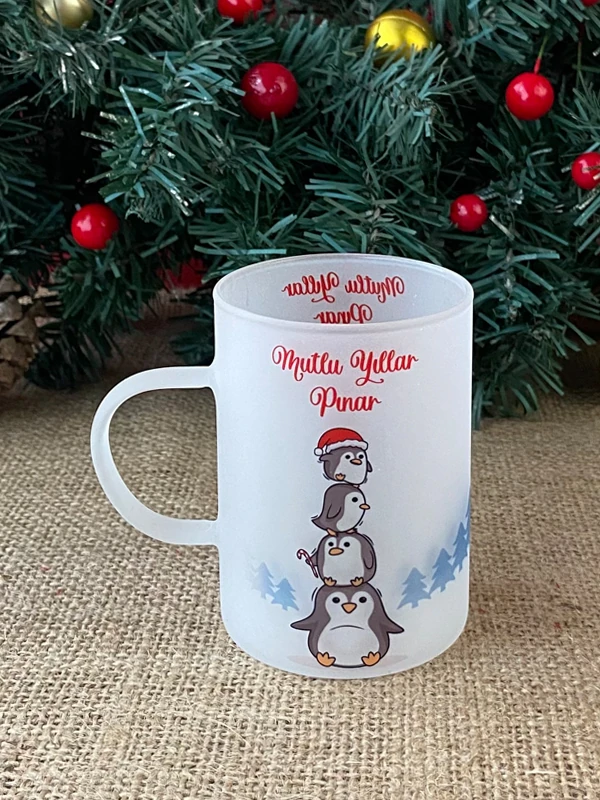 Baston Şekerli İsme Özel Cam Çay Fincanı, Yılbaşı Hediyesi