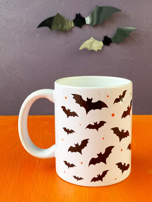 Şekerli Yarasa Desenli Halloween Kupası, Cadılar Bayramı Kupası, Bal Kabaklı Şeker