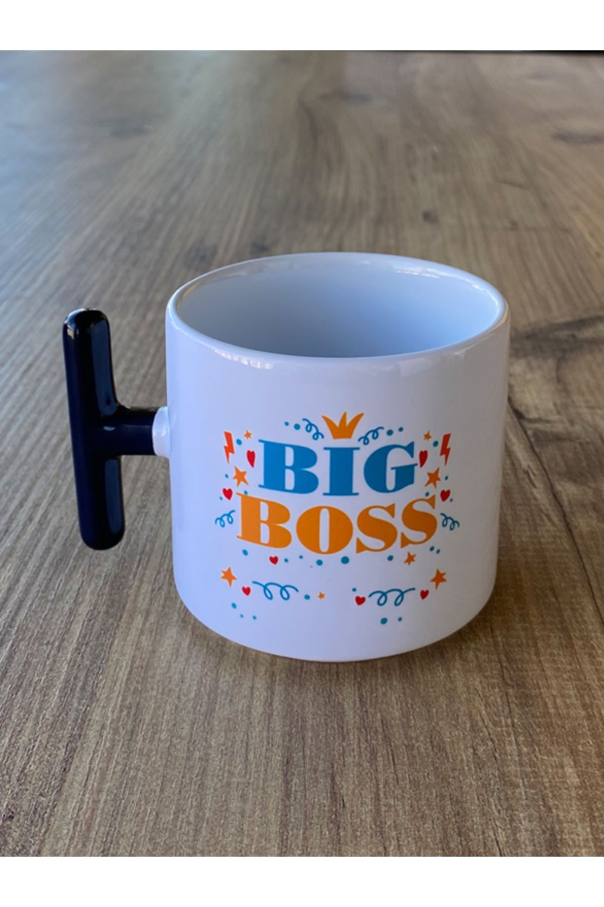 Çikolatalı Big Boss Kupası, Patron Kupası, Kişiye Özel Porselen T Kupa, Doğum Günü Hediyesi