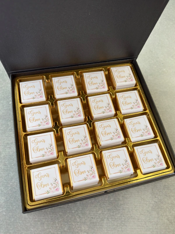 Kutuda İsme Özel Geçmiş Olsun Çikolatası, Mesajlı Çikolata