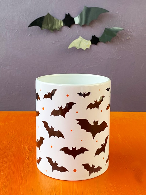 Şekerli Yarasa Desenli Halloween Kupası, Cadılar Bayramı Kupası, Bal Kabaklı Şeker