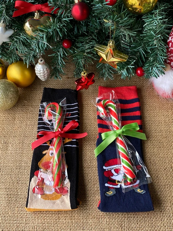 9 Adet Baston Şekerli Çorap, Yeni Yıl Hediyesi, Yılbaşı Hediyesi, Baston Şeker, Yılbaşı Çorabı