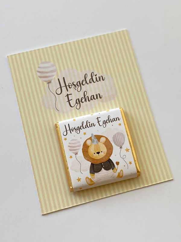Pakette İsme Özel Erkek Bebek Çikolatası (32 adet), Yeni Doğan, Bebek Hediyesi, Bebek Çikolatası