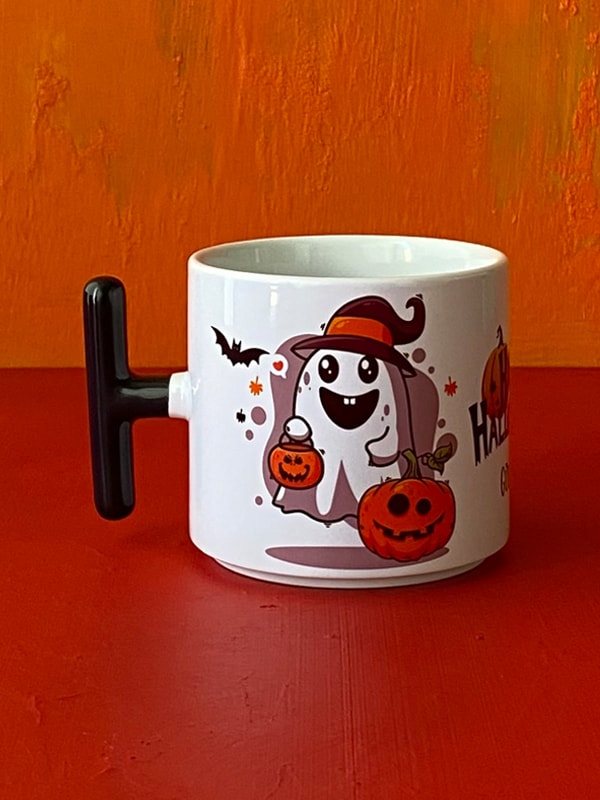 İsme Özel Hayalet Desenli Halloween T Kupa, Cadılar Bayramı Kupası, Ghost Kupa