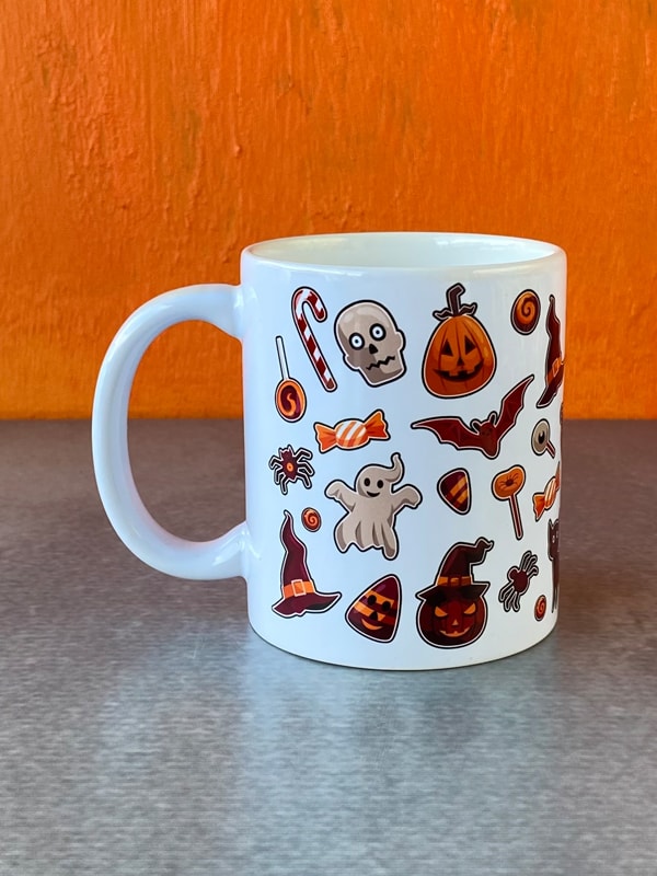 Çikolatalı Karışık Desenli Halloween Kupası, Cadılar Bayramı Kupası 