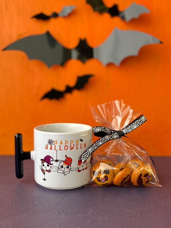 Çikolatalı, Happy Halloween Kedili  T Kupa, Cadılar Bayramı Kedili Kupa
