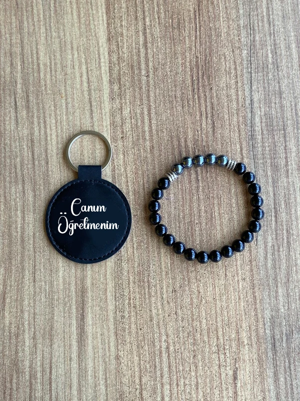 Erkek Öğretmenlere Özel İsme Özel Anahtarlıklı, Fincanlı ve Bileklikli Set, Öğretmenler Günü