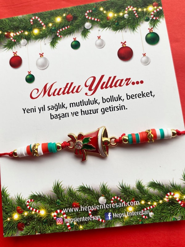 Çan Figürlü Yılbaşı Bilekliği, Yeni Yıl Hediyesi, El Yapımı