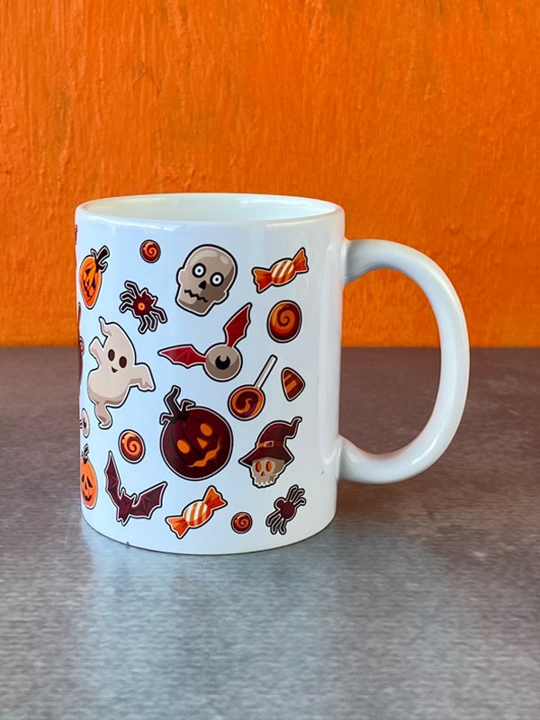 Çikolatalı Karışık Desenli Halloween Kupası, Cadılar Bayramı Kupası 
