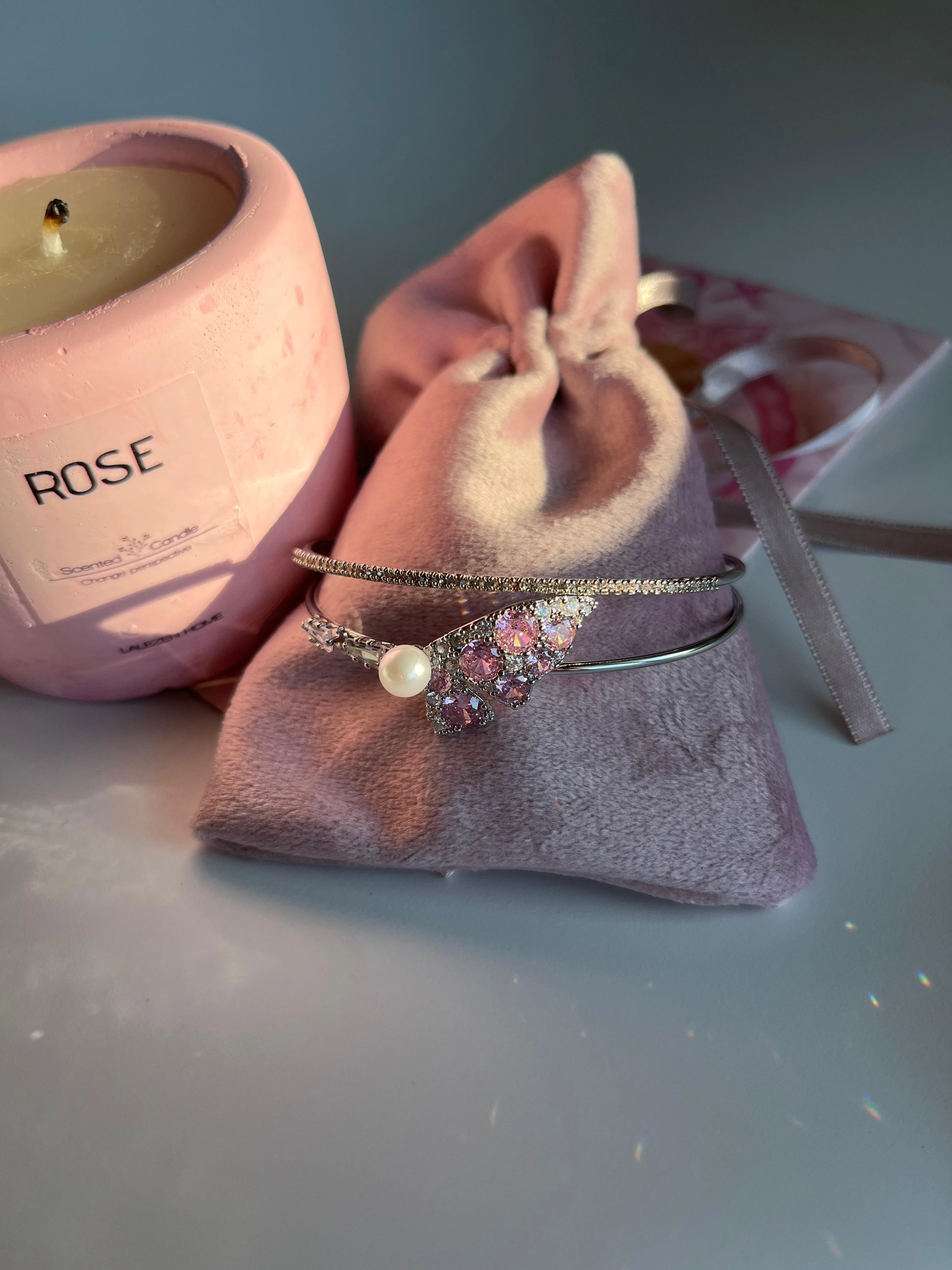 Çelik | Silver Pearl Wing Bilezik