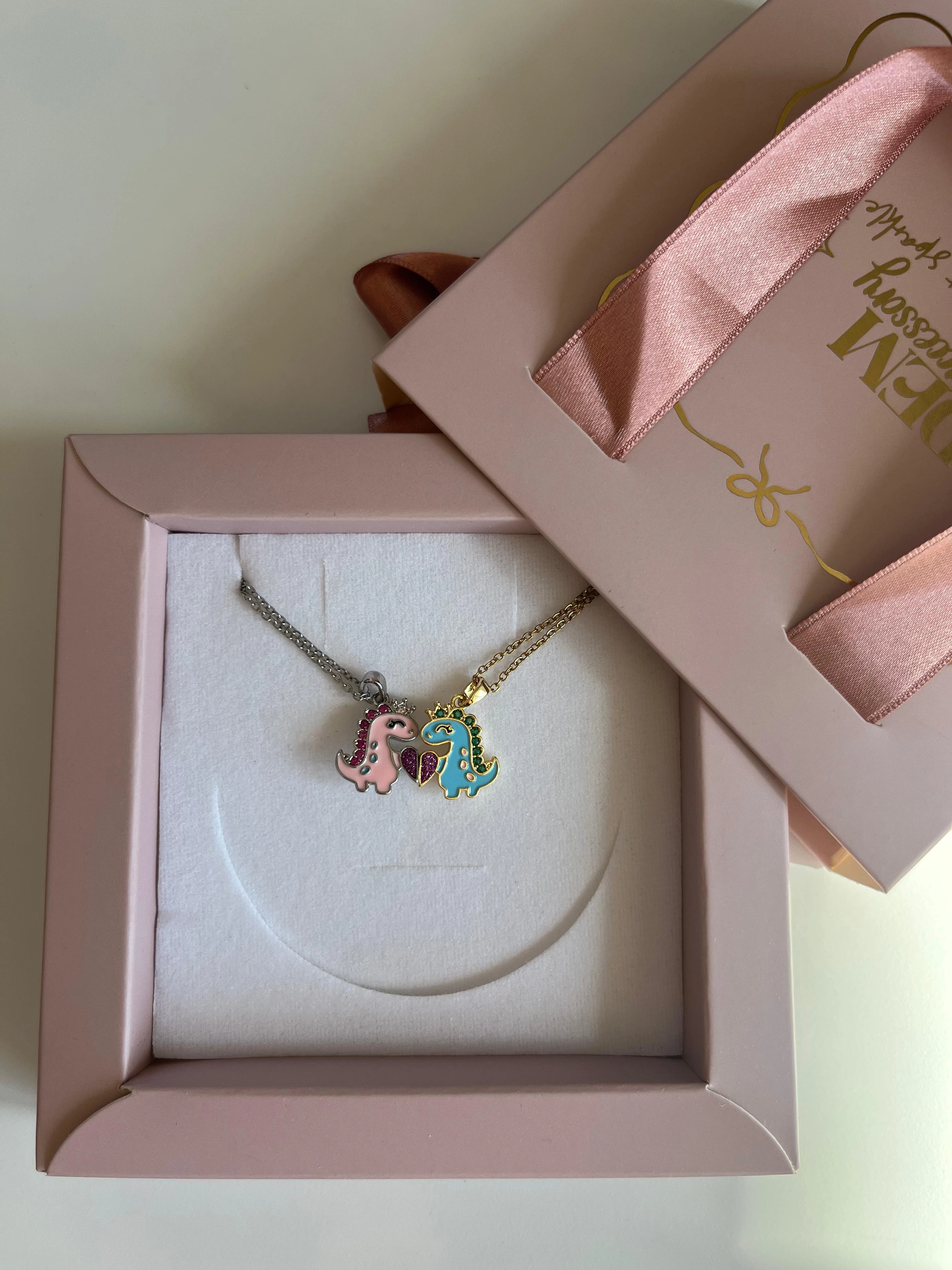 çelik | aşık dinazorlar kolye seti