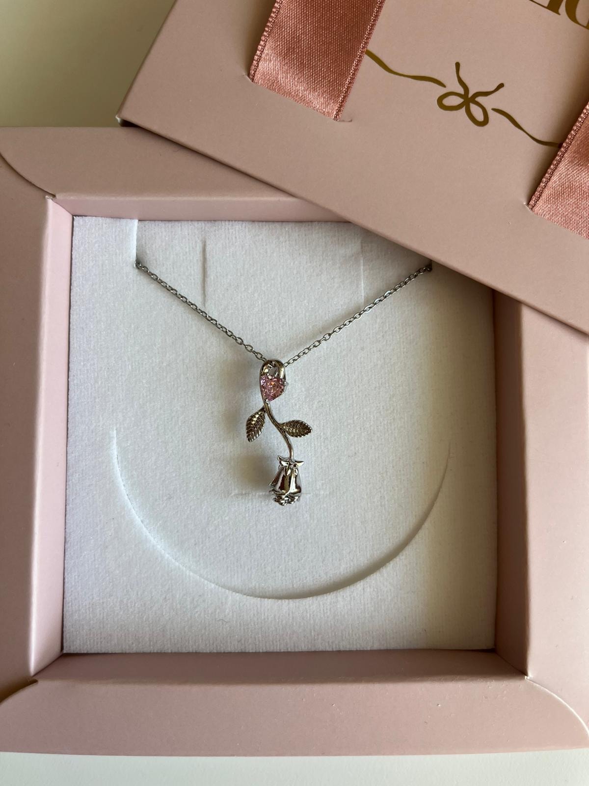 Çelik | Silver Enchanted Rose Kolye