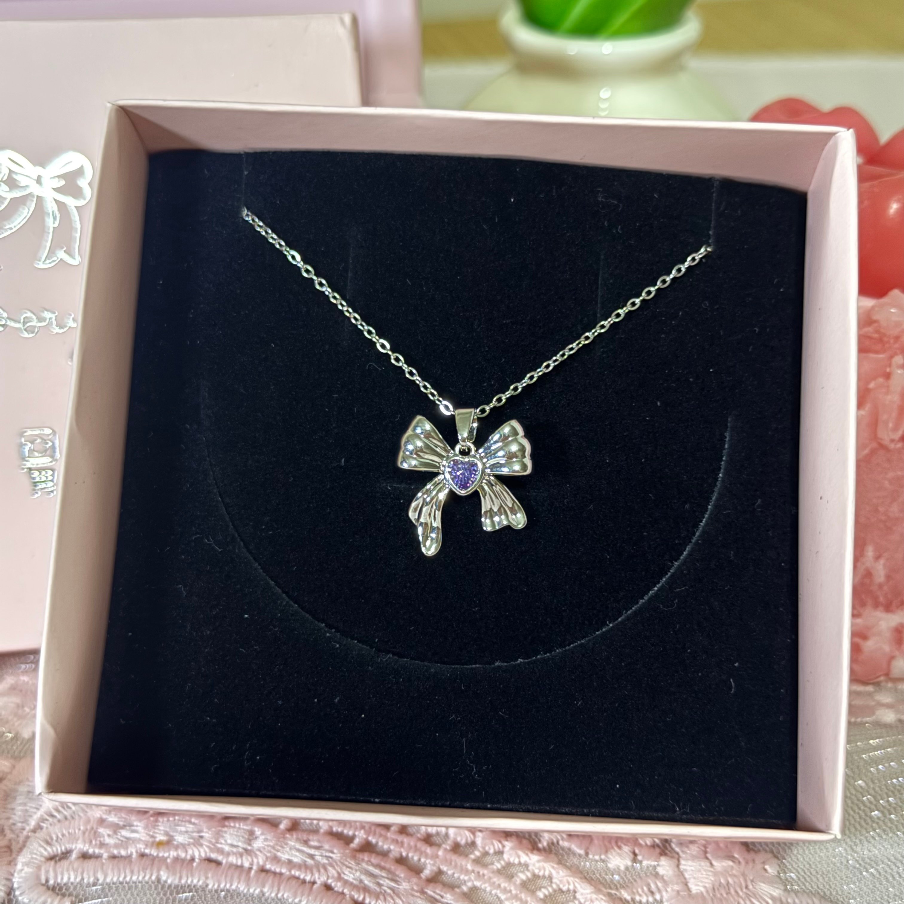 çelik | lilac ribbon kolye