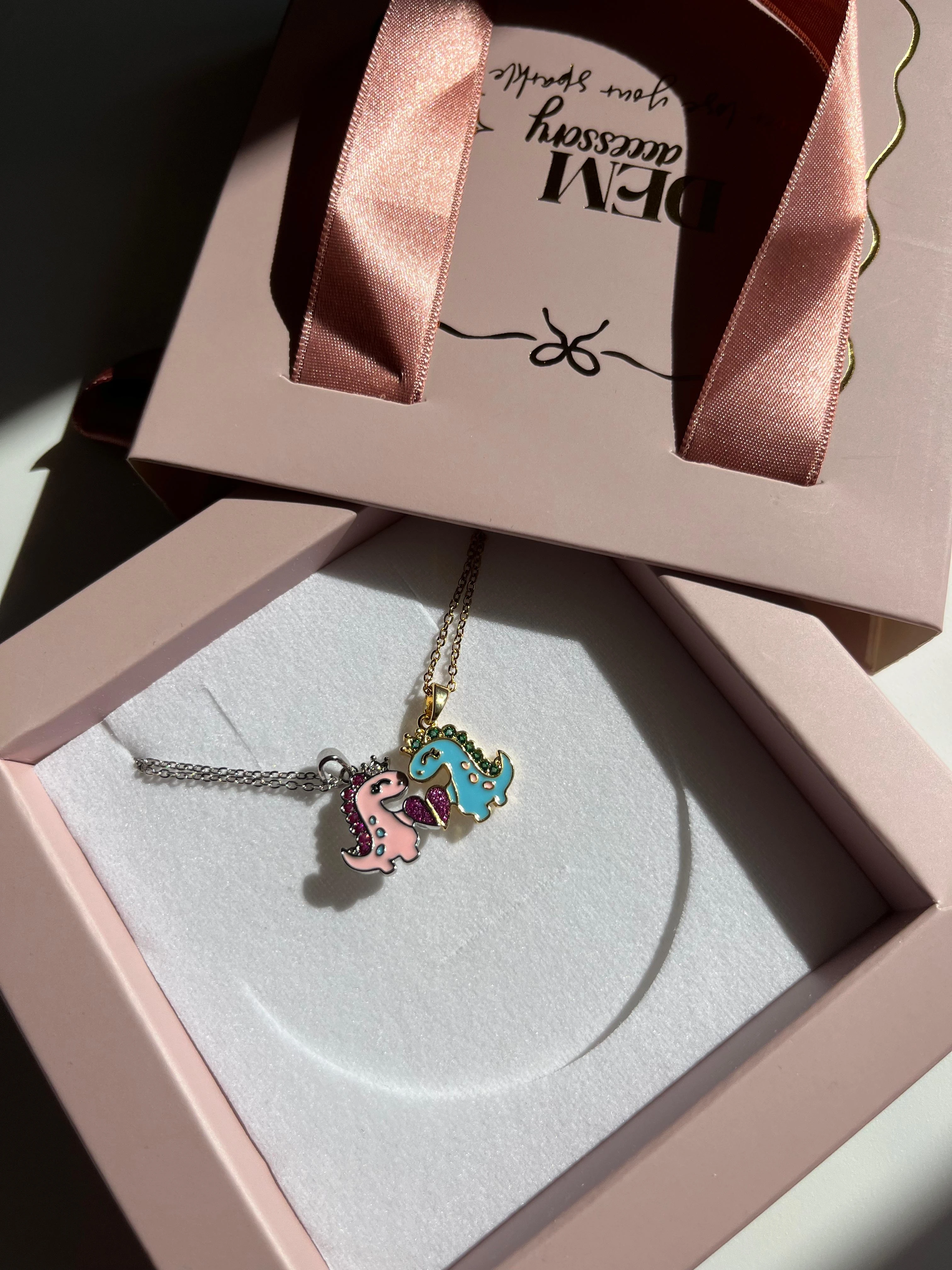 çelik | aşık dinazorlar kolye seti