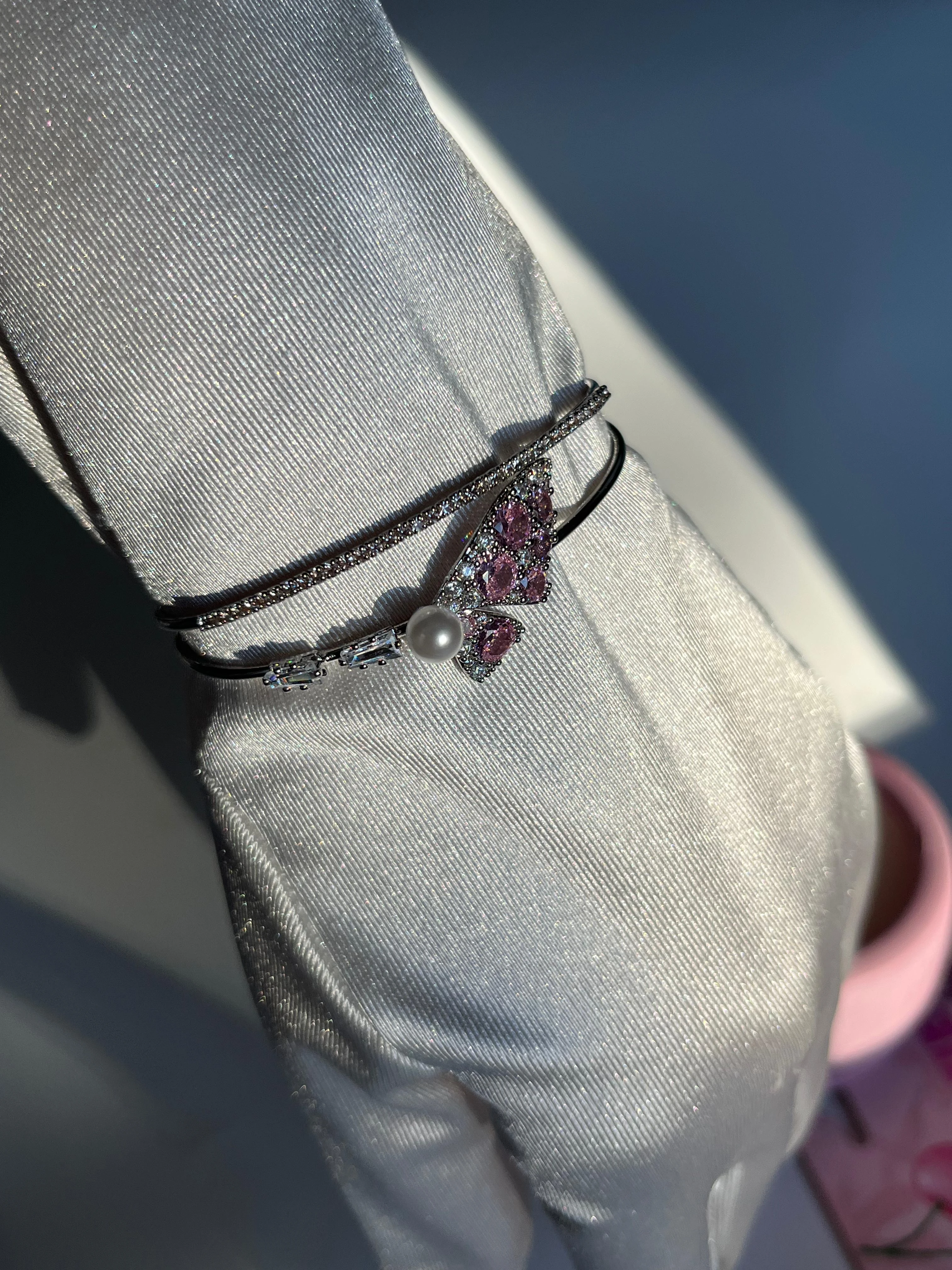 Çelik | Silver Pearl Wing Bilezik