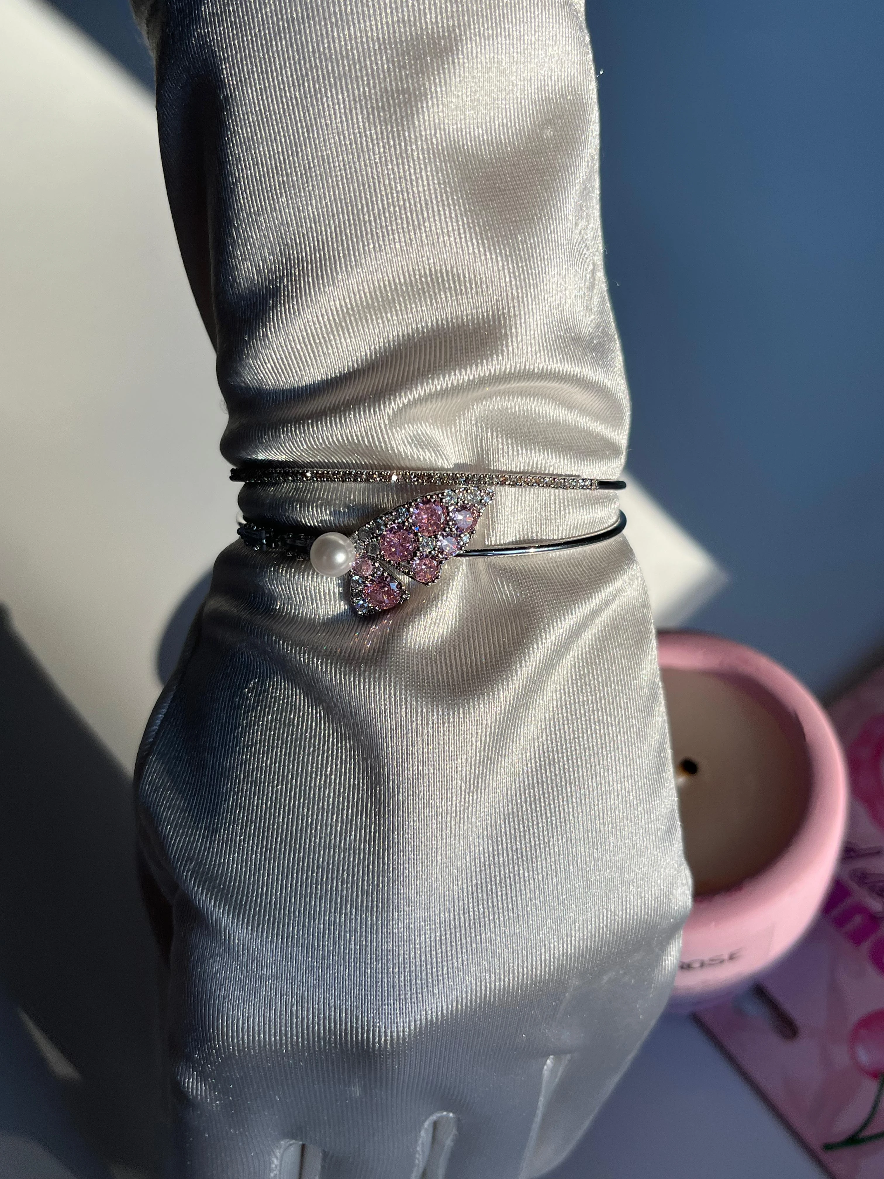 Çelik | Silver Pearl Wing Bilezik