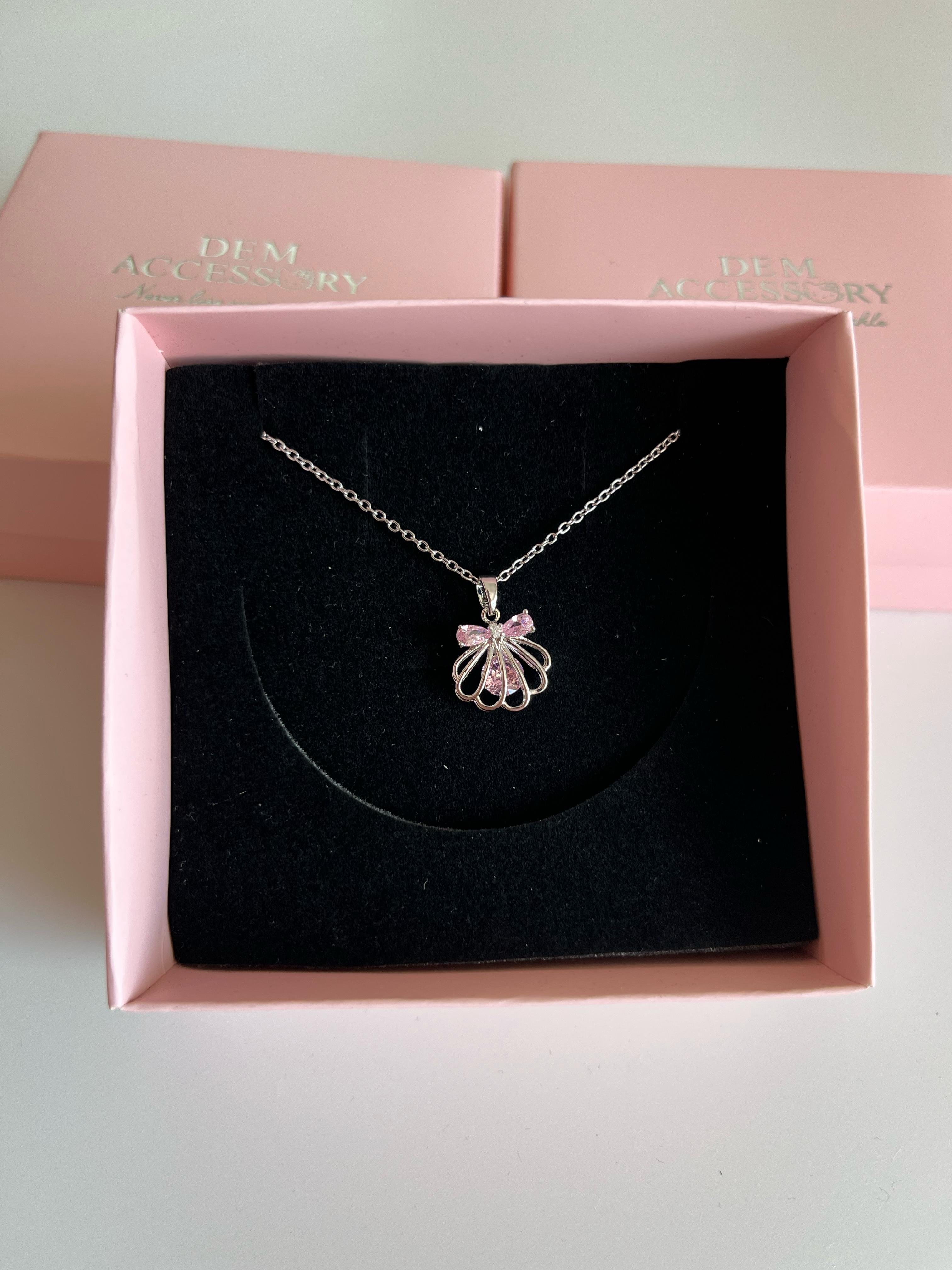 Çelik | Pembe istiridye Kolye