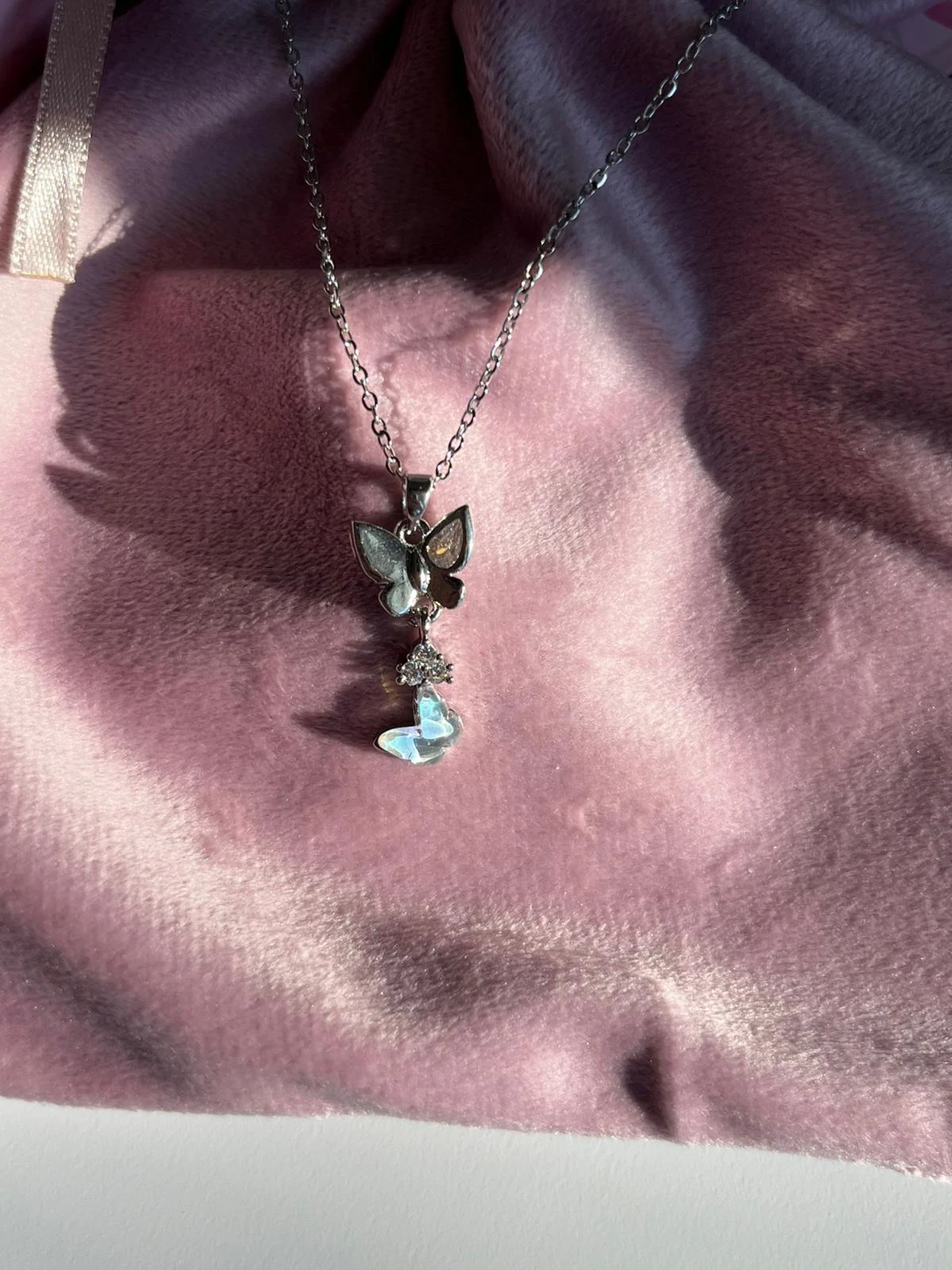 Çelik | Sallantılı Kelebek Kolye