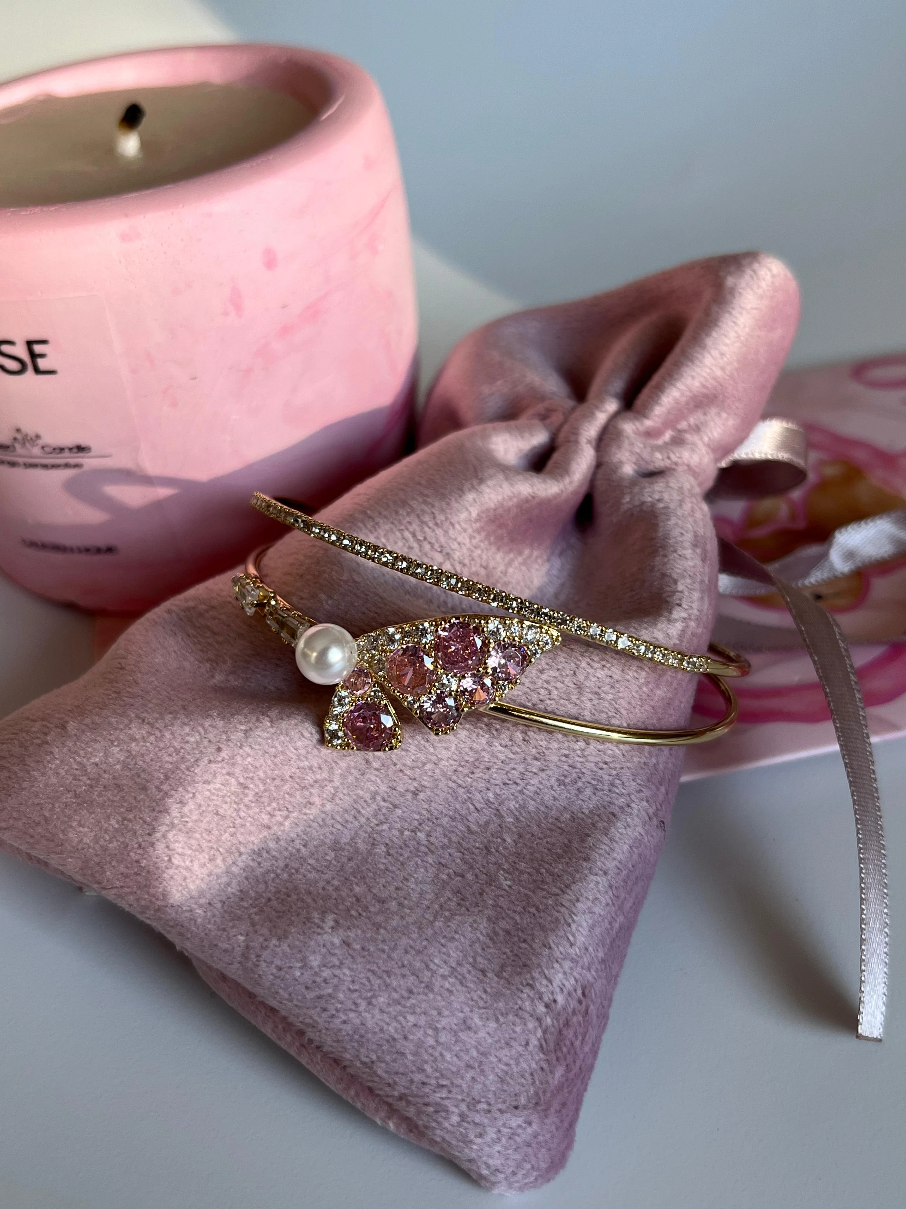 Çelik | Gold Pearl Wing Bilezik