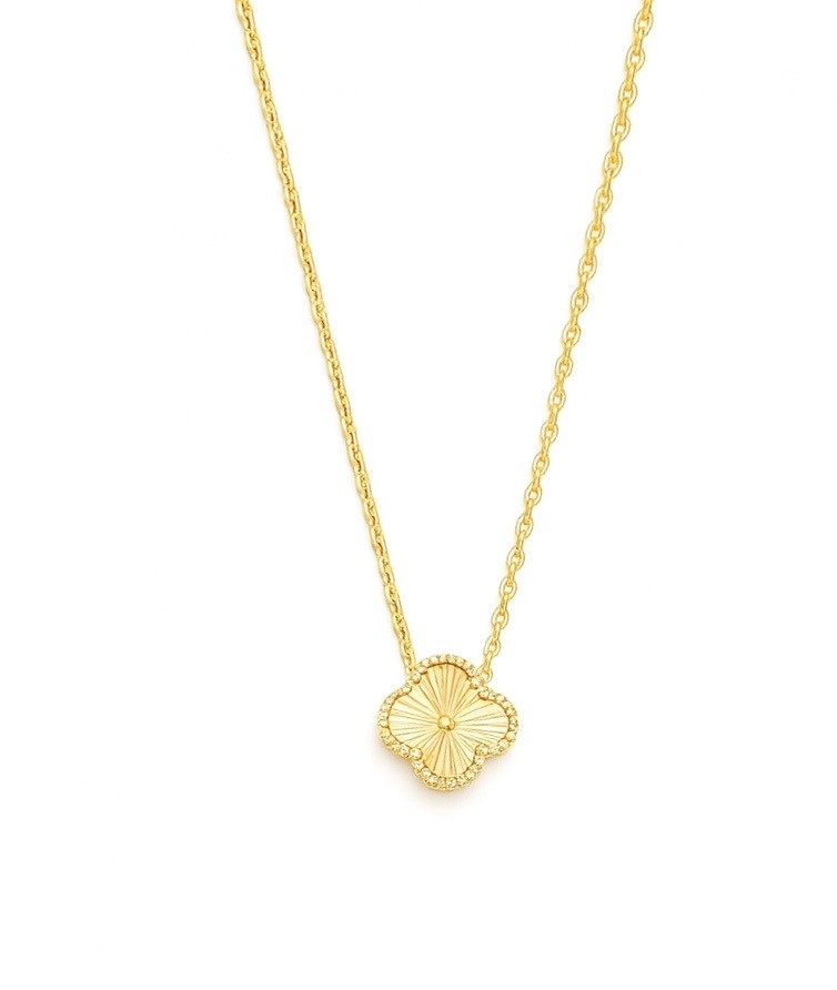 925 Ayar Gümüş Gold Yonca Kolye