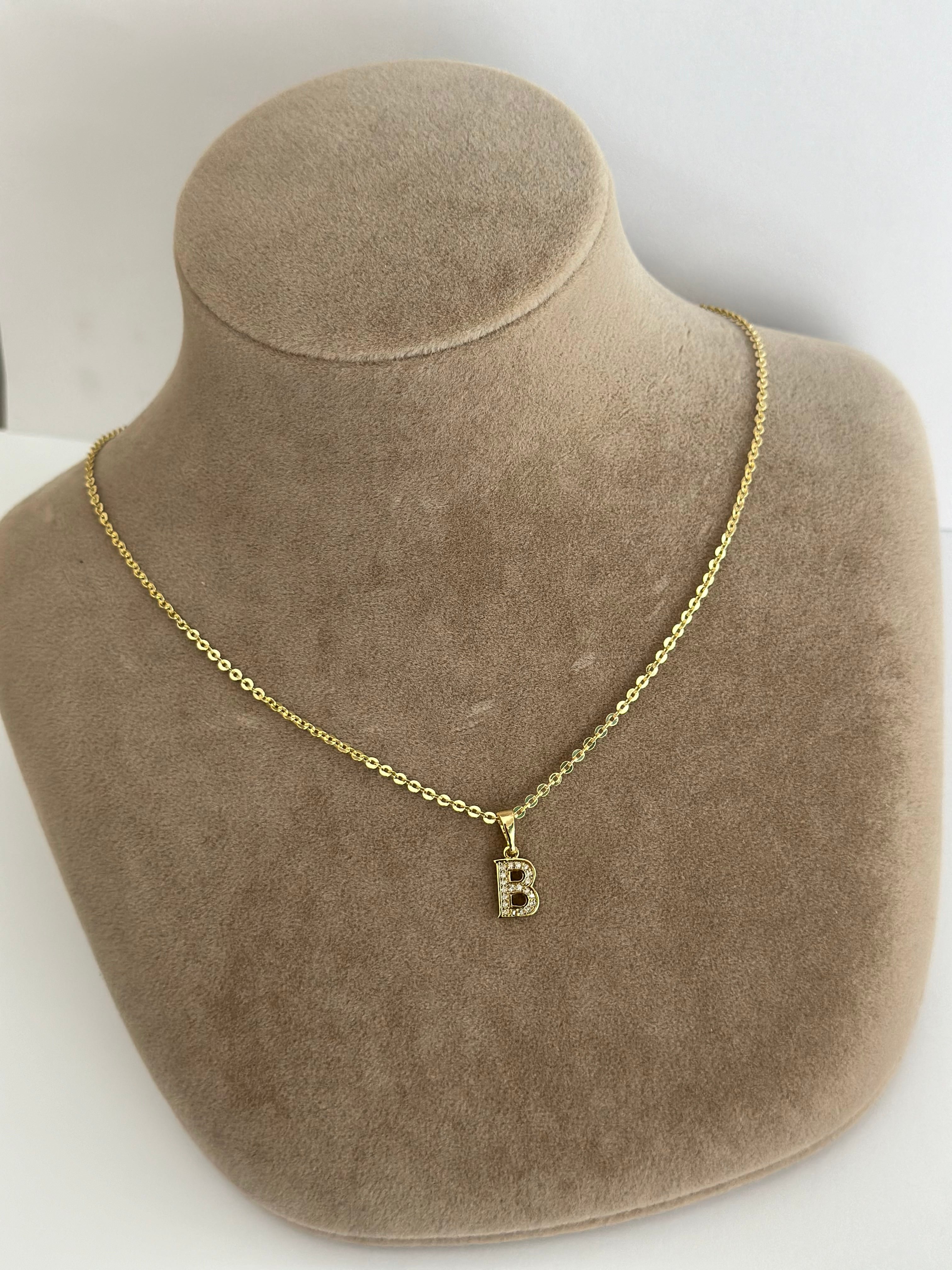 Harfli Pullu 14K Kolye