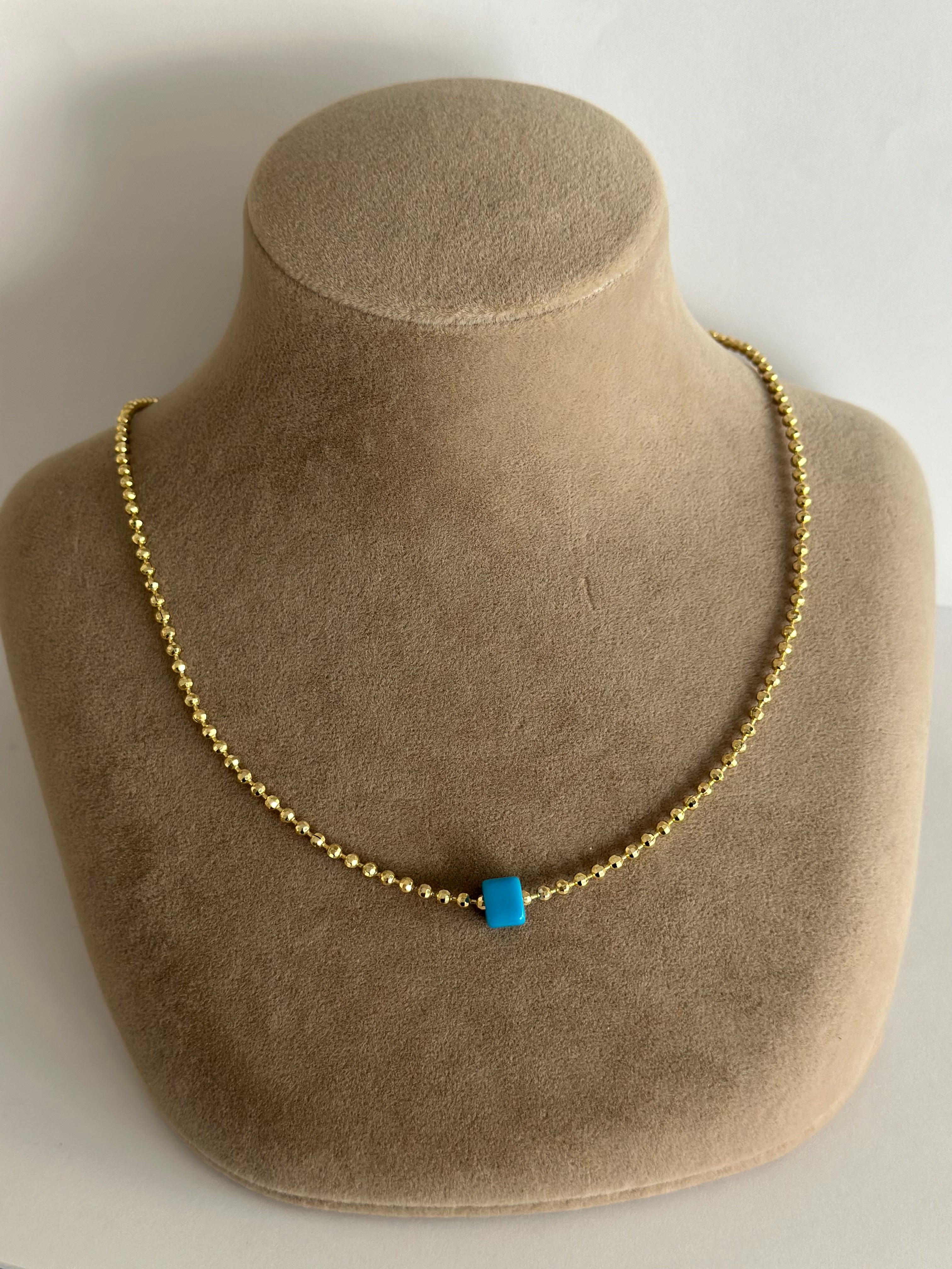 14K Boncuklu Top Kolye