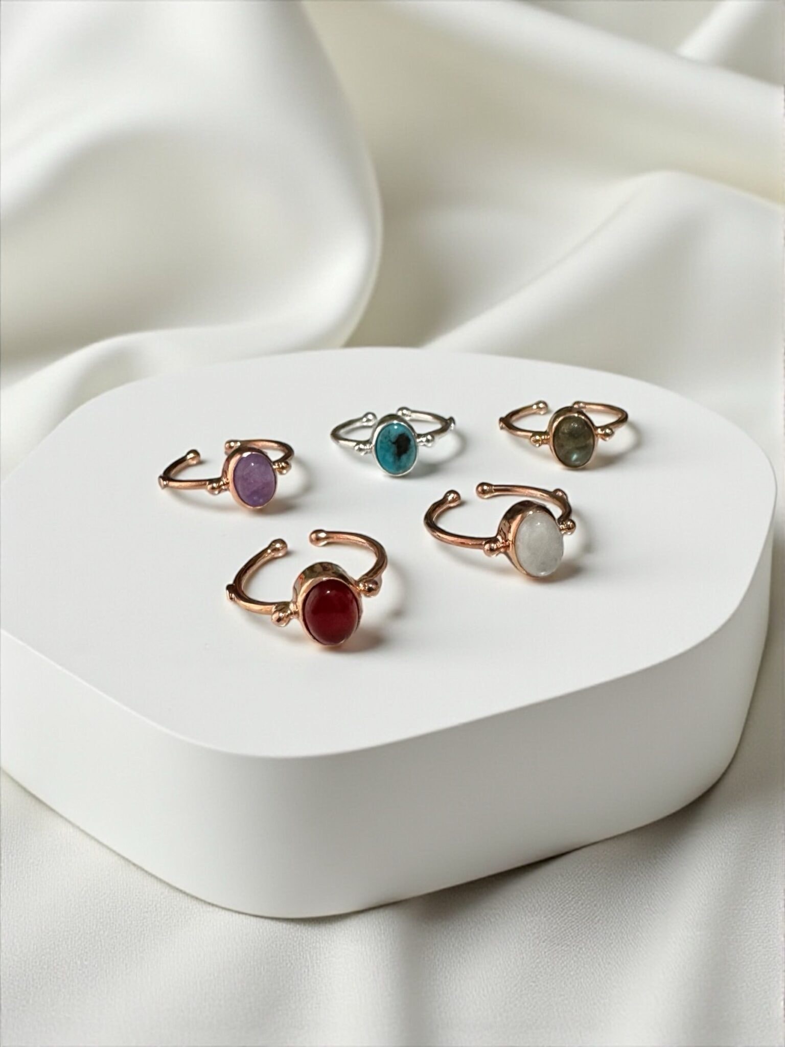 925 Ayar Gümüş Doğal Taşlı Yüzük Ayarlamalı