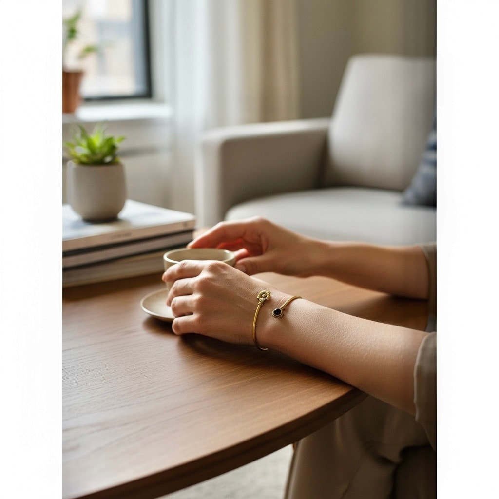 Pirinç Doğal Taşlı Bileklik Ayarlamalı 