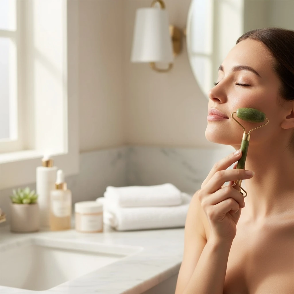 Yeşim Doğal Taş Gold Face Roller Masaj Aleti