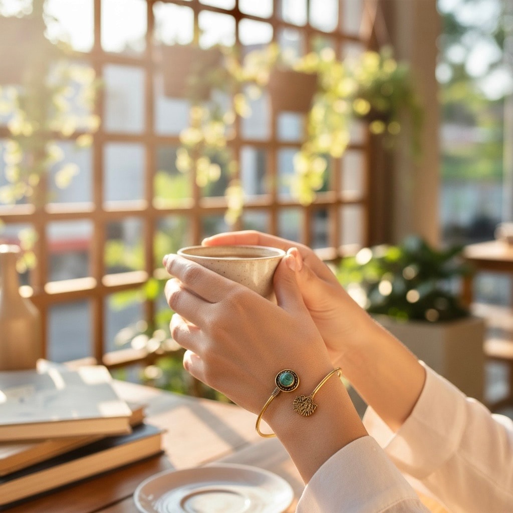 Pirinç Turkuaz Taşı Ayarlamalı Bileklik