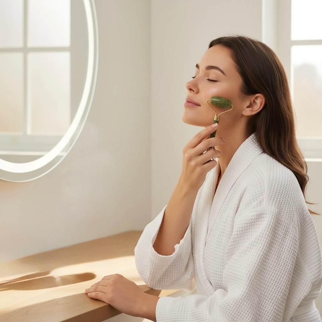 Yeşim Doğal Taş Gold Face Roller Masaj Aleti