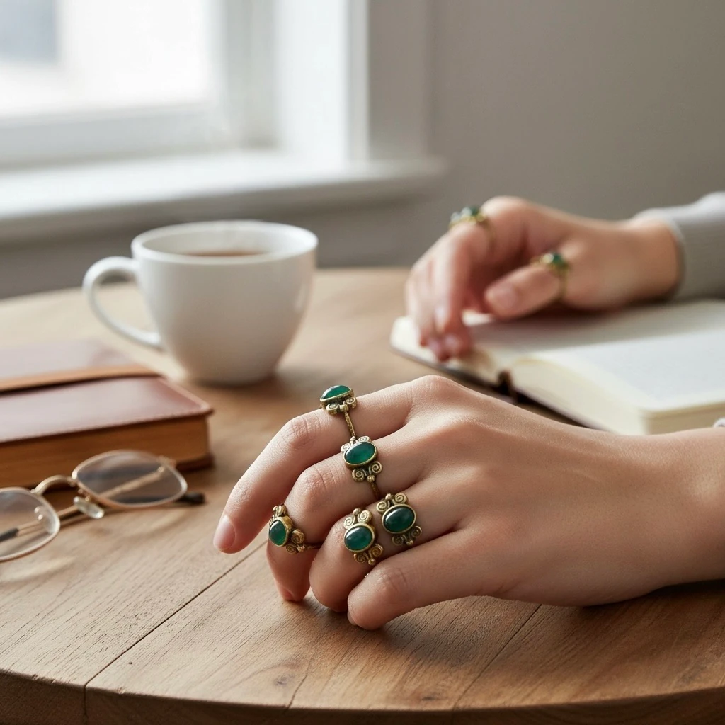 Bakır Akik Taşı Yüzük Ayarlamalı 