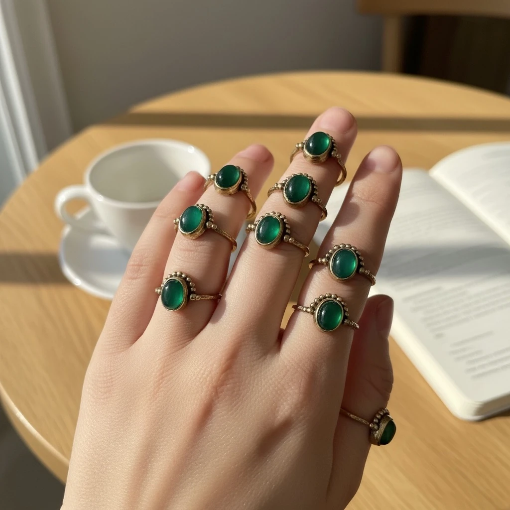 Bakır Doğal Taşlı Ayarlamalı Yüzükler