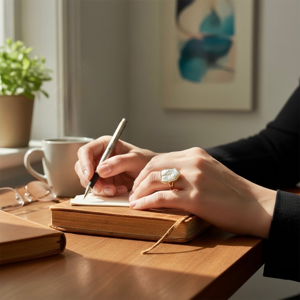 İnci Doğal Taş Pirinç Üzeri Altın Kaplama Ayarlamalı Yüzük