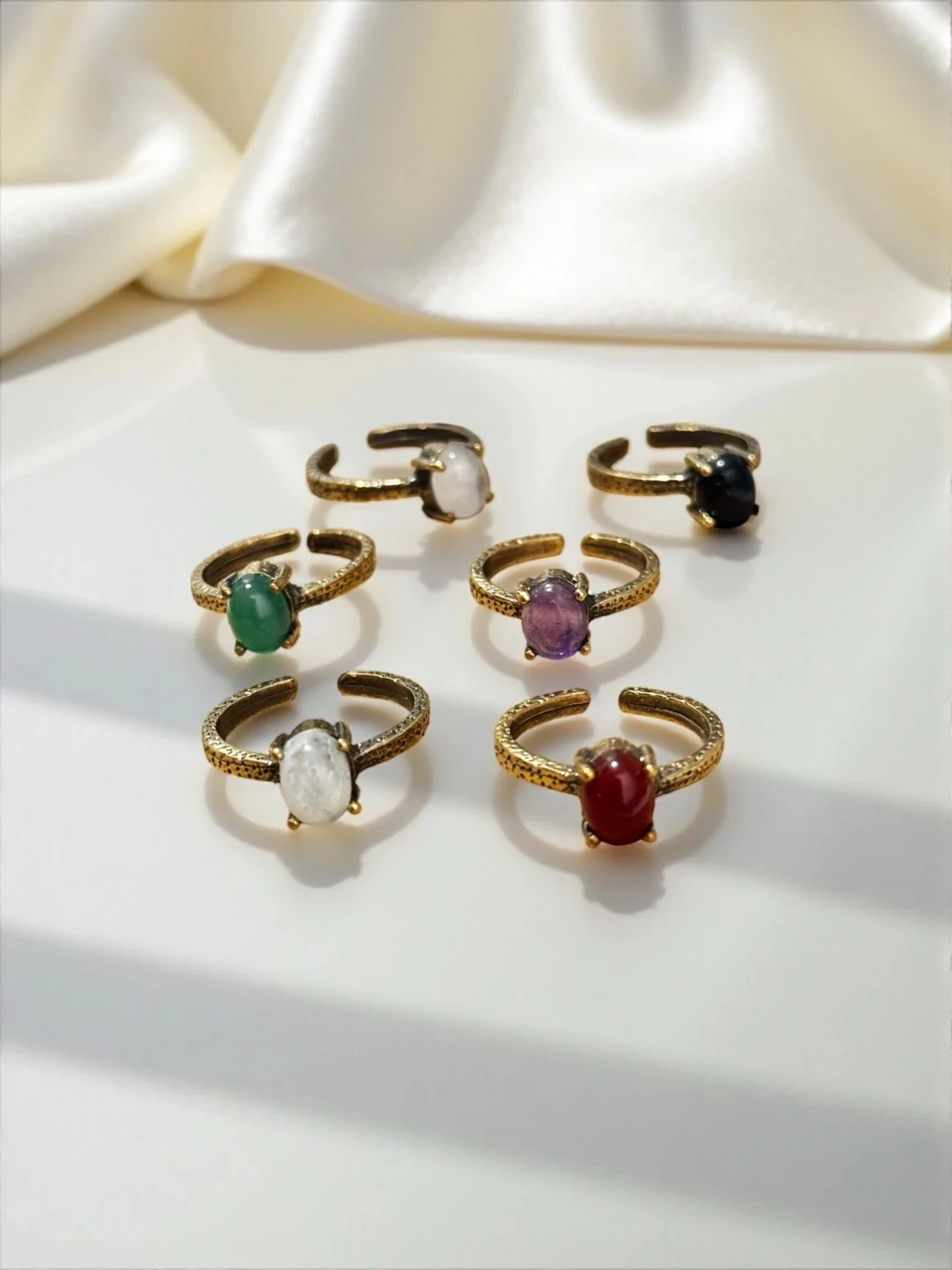 Bade Bakır Doğal Taşlı Ayarlamalı Yüzük