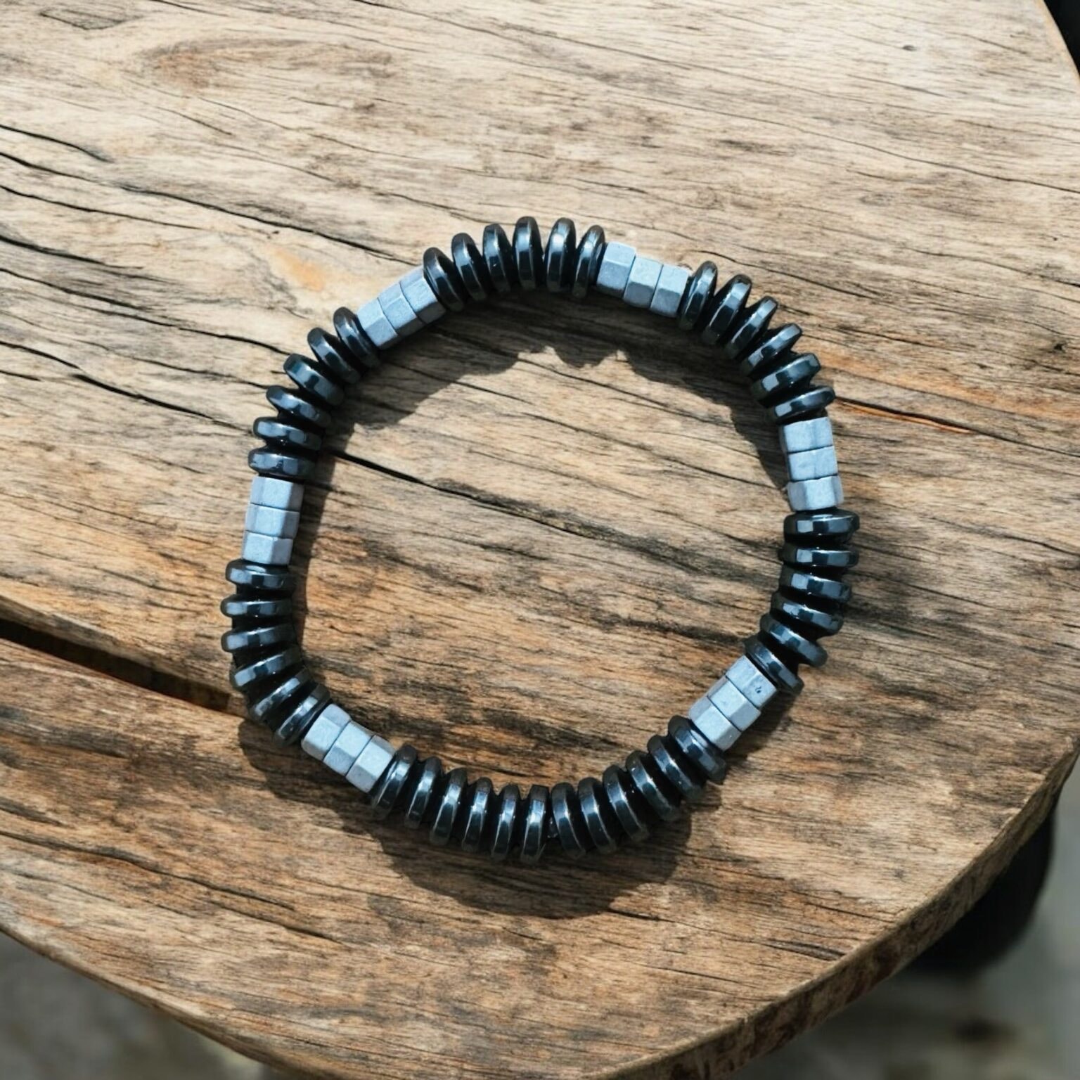 Hematit Taşı Erkek Bileklik Esnek Misinalı